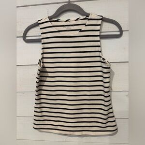 Anthropology -Marled Essentials Black and White Fitted Sleeveless Tank Top